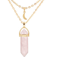 Creative Glass Hexagonal Column Neck Chain Multi Layer Stacked Love Necklace null