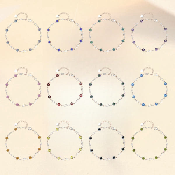 Colorful Moissanite  Silver Bracelet