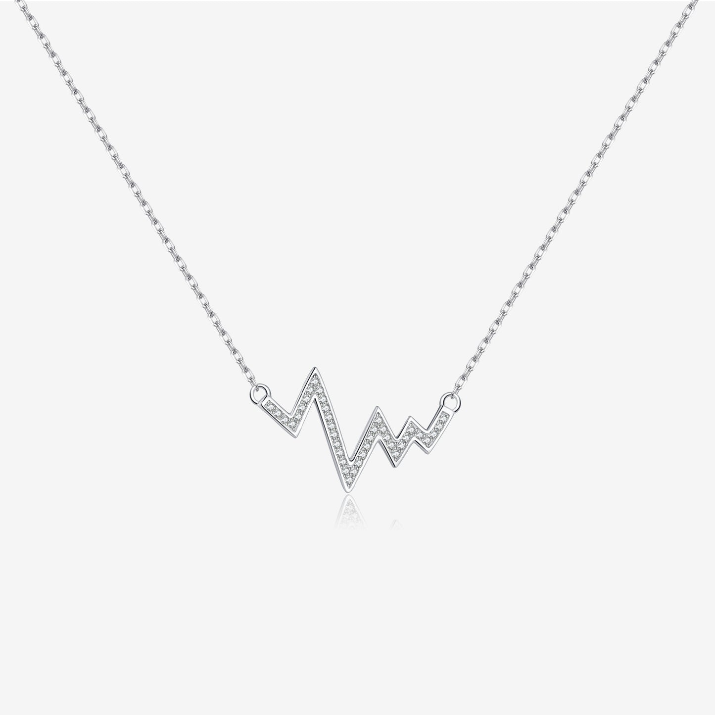 Silver Wave Heartbeat Necklace