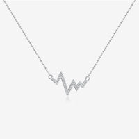 Silver Wave Heartbeat Necklace