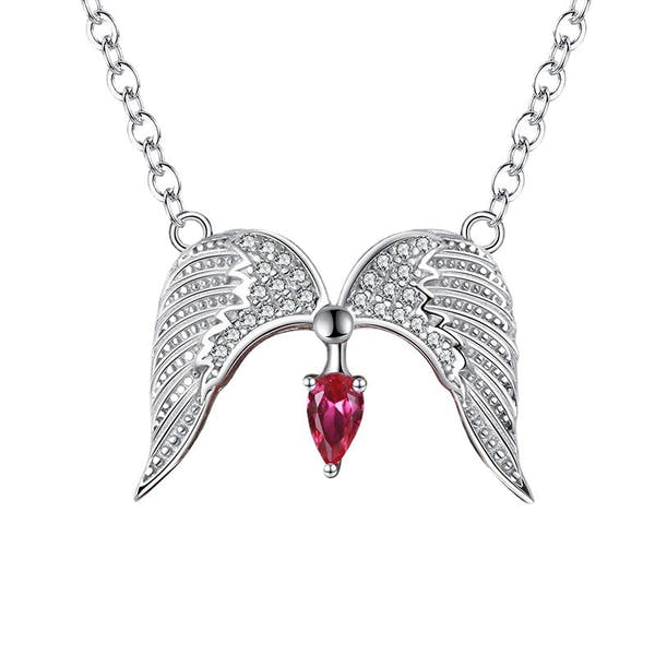 Silver Necklace Wings Zircon