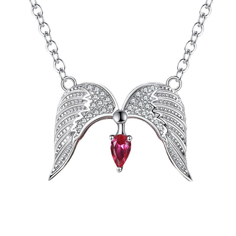 Silver Necklace Wings Zircon