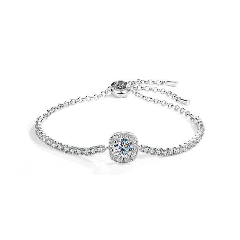 Silver Inlaid Diamond Bracelet