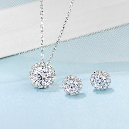 Silver Moissanite Jewelry Set