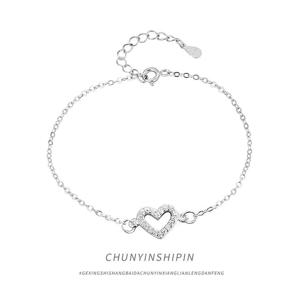 Silver Diamond Love Anklet