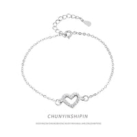 Silver Diamond Love Anklet