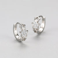 Silver Star Earrings With Diamonds